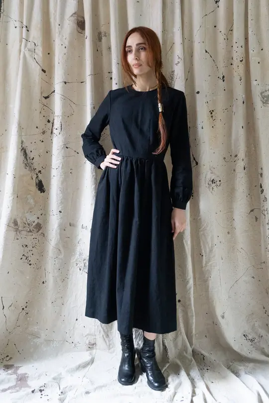 Sova Linen Dress - Black