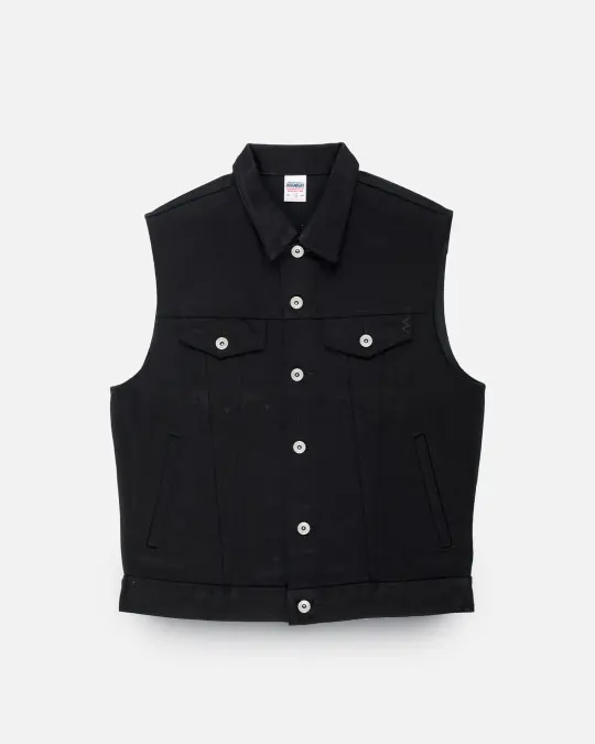 21oz Non-Fade Denim Type III Vest - Superblack