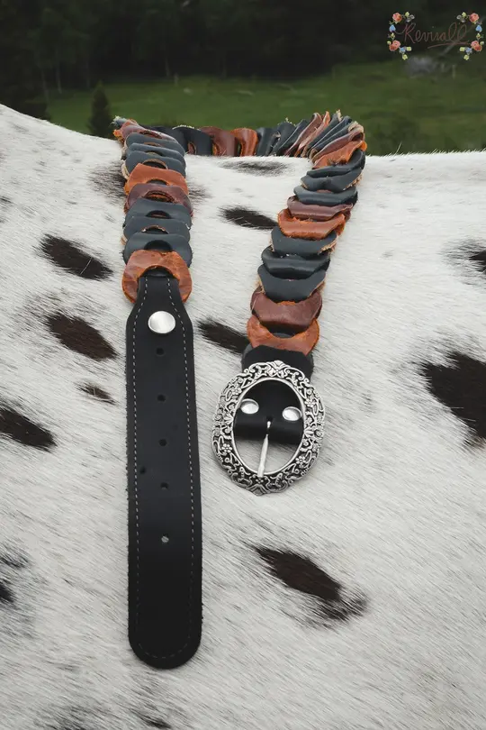 The Noir Calico Belt-made from our leather scraps