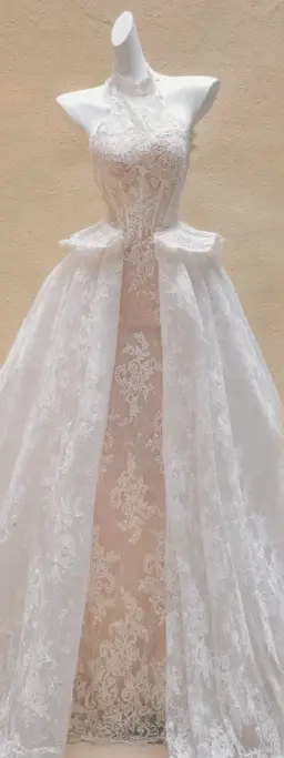Pink halterneck lace slim waist hip sexy bridal dress R5739
