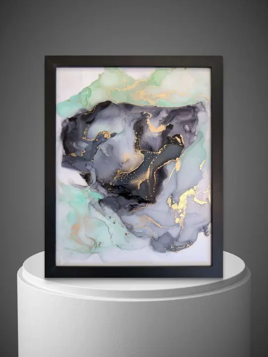 Aura of Opulence | Signed Original Alcohol Ink Painting on Glass 11" x 14"