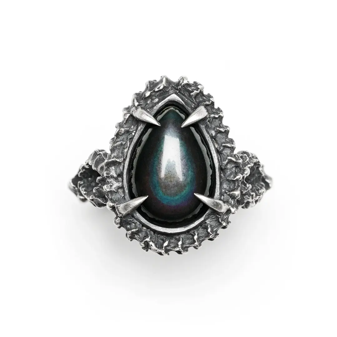 * Ready to Ship * Blood of the Volcano. Rainbow Obsidian Ring. Size 7.