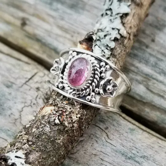 Jasmine - Pink Tourmaline Ring in Sterling Silver