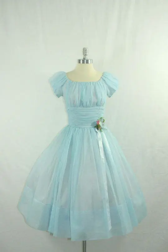 Fresh Blue Homecoming Dress , Flowy Chiffon Corset Short Prom Dress Summer Dress RS1553