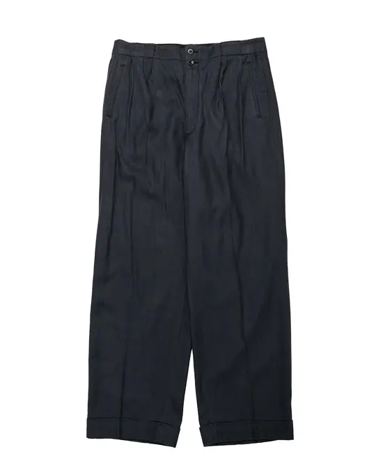 MotivMfg Robert Trousers Herringbone Tussah Silk Suiting Dark Navy