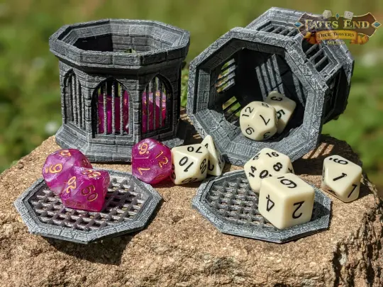 Stone 3D Printed Dice Jail - Fate's End Collection - Encase Wayward Rolls in Timeless Stone Fortresses!