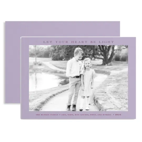 "Let Your Heart Be Light" Landscape Foil Printed Photo Attached Holiday Card