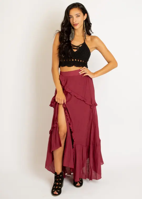 Makynna Skirt in Wine