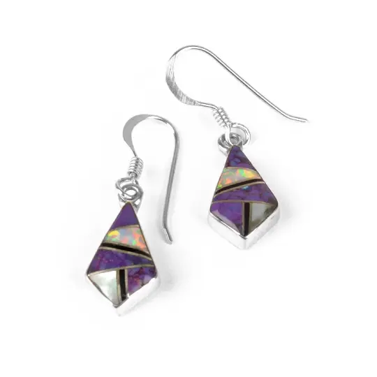 Small Inlaid Sugilite & Opal Earrings