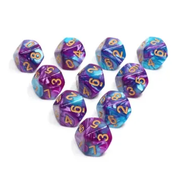 Guidance Marble D10 Set – 10-Piece Purple Blue Pearly Dice for Vampire RPG