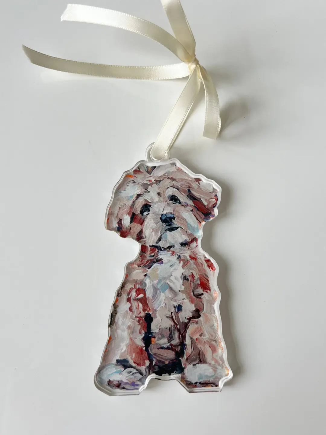 Maltipoo Apricot Acrylic Christmas Dog Ornament