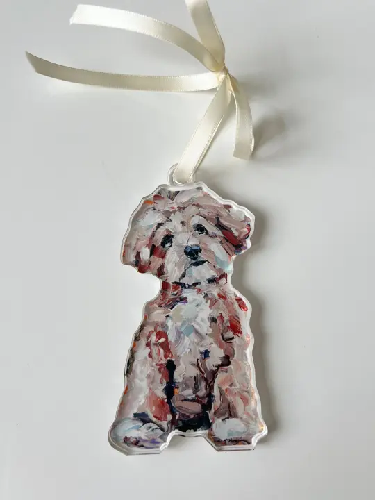 Maltipoo Apricot Acrylic Christmas Dog Ornament
