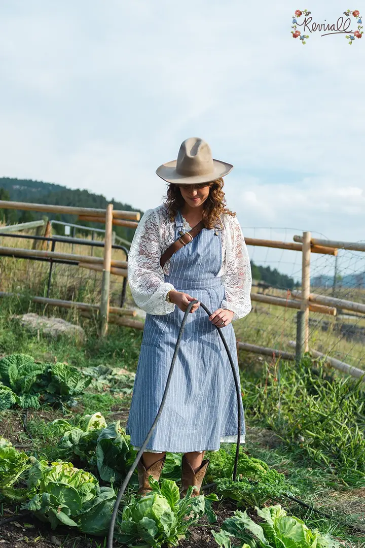 Midi Pinafore in Springwater-Medium