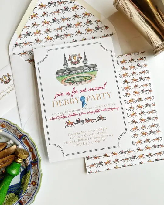 Watercolor Kentucky Derby Run for the Roses Party Invitation
