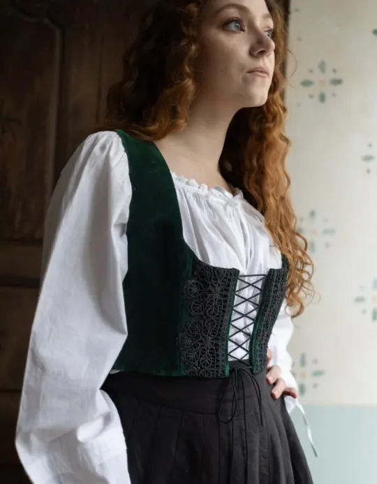 Corset 'Daria' en velours vert lierre
