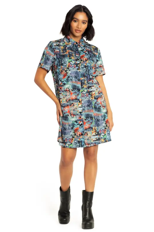 Gotham Villains Button Up Shirt Dress