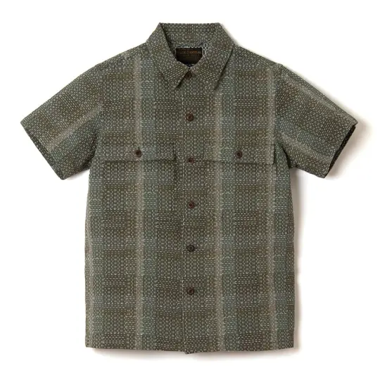 Noragi Army Sashiko Short Sleeve Shirt [5719]
