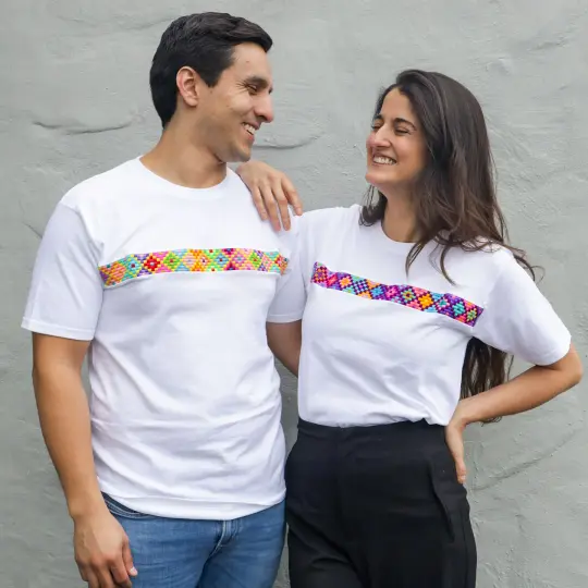 Ch'ol Hand-Embroidered Modern T-Shirt - White