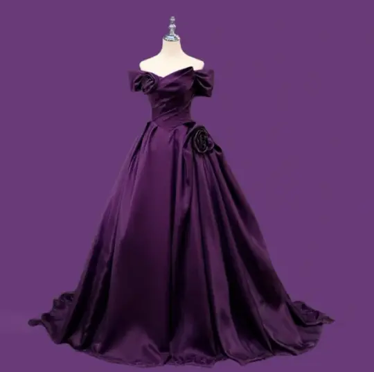 Puffy Applique Corset Prom Gown , Deep Purple Women's Maxi Evening Dress Birthday Dress RS2666