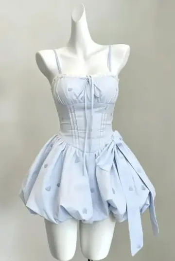 Fresh Pale Blue Homecoming Dress , Hazy Satin Corset Short Prom Dress RS1771