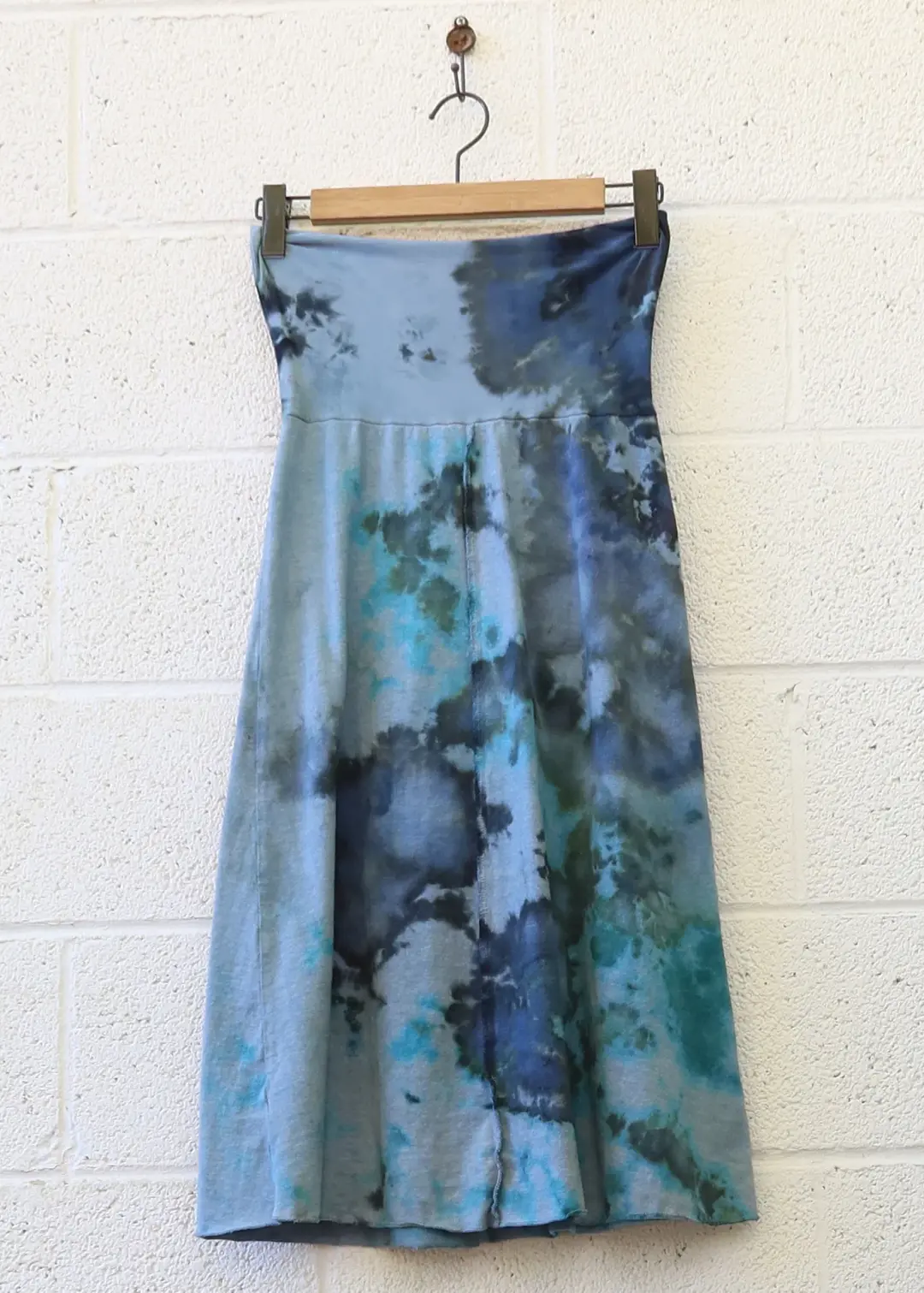 OOAK -  Warrior Simplicity Below Knee Skirt / M / MED Hemp/Organic Cotton / Ice Dye (154)