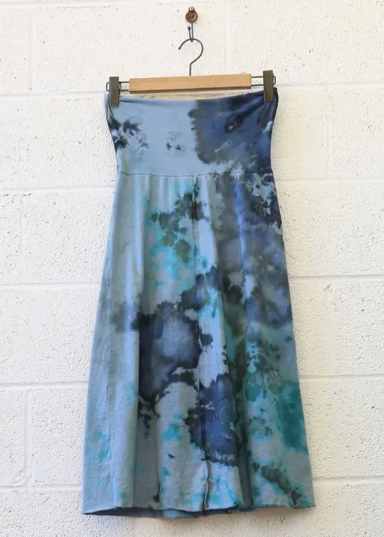 OOAK -  Warrior Simplicity Below Knee Skirt / M / MED Hemp/Organic Cotton / Ice Dye (154)