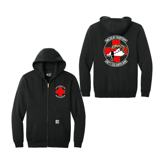 2-238th Wildcat Dustoff Black CTK122 Full-Zip Hoodie