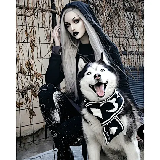 Moon Pupper Celestial Pet Scarf in Black & White Starry Print