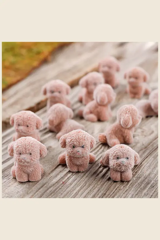 Mini Flocked Brown Puppy