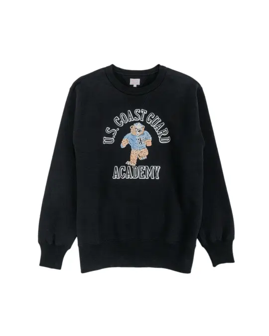 The Real McCoy's MC25118 Military Print Sweatshirt / U.S. Coastguard Academy Black