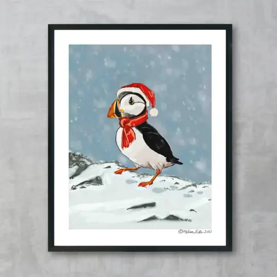 Puffin Christmas Fine Art Print, Wholesale