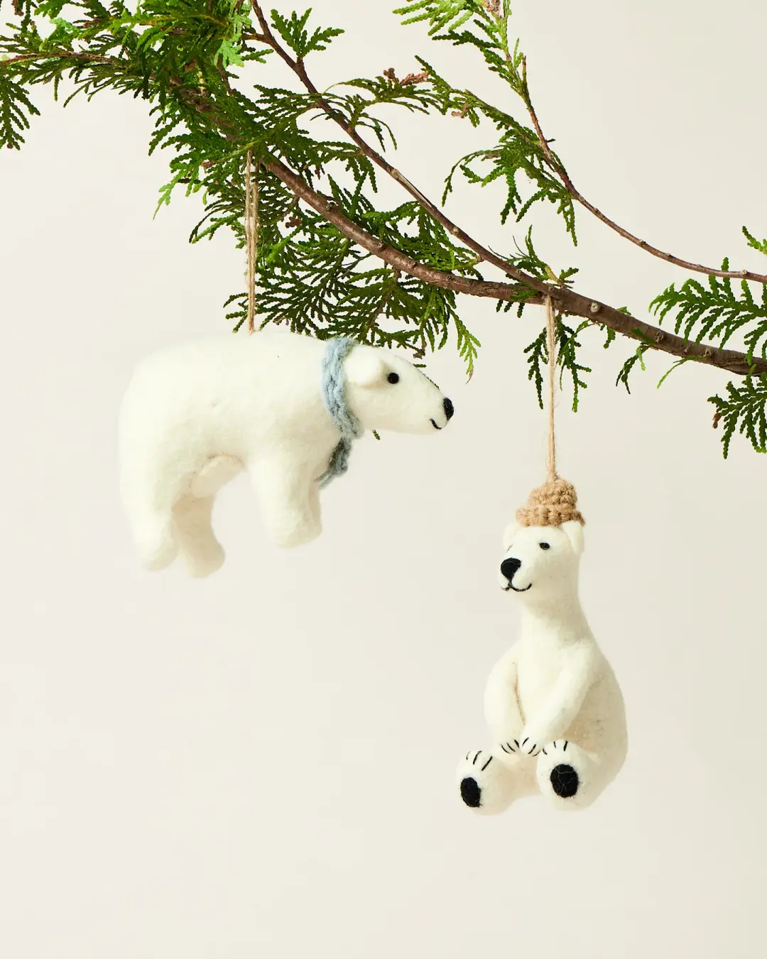 Felted Polar Bear Ornament