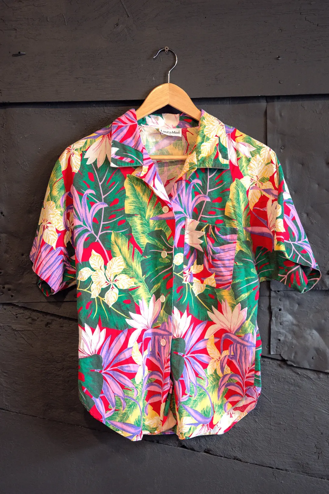 Vintage 90s Womens Tropical Button Up