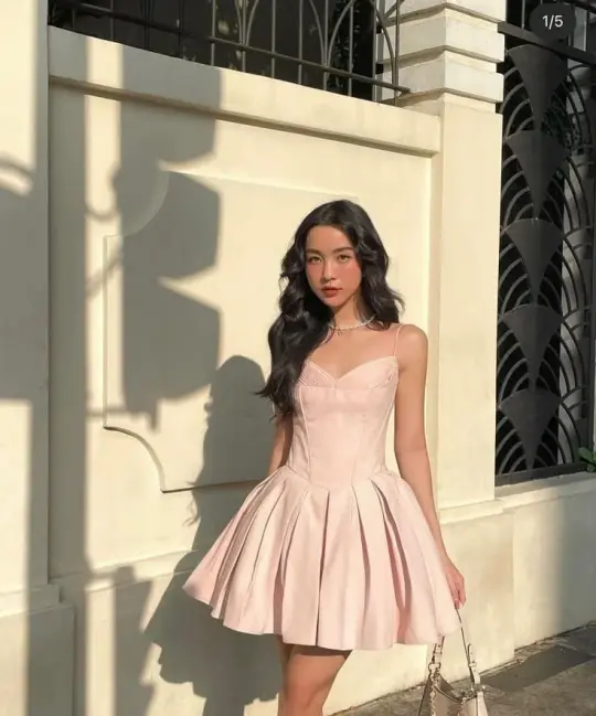 Pink suspenders low-cut sexy waist slim princess skirt homecoming dress R3705