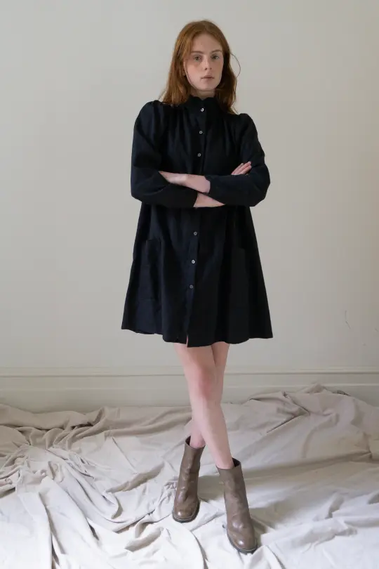 Jeanne Linen Smock - Black