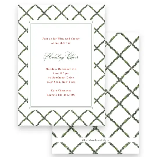 Green Trellis Holiday Party Invitation