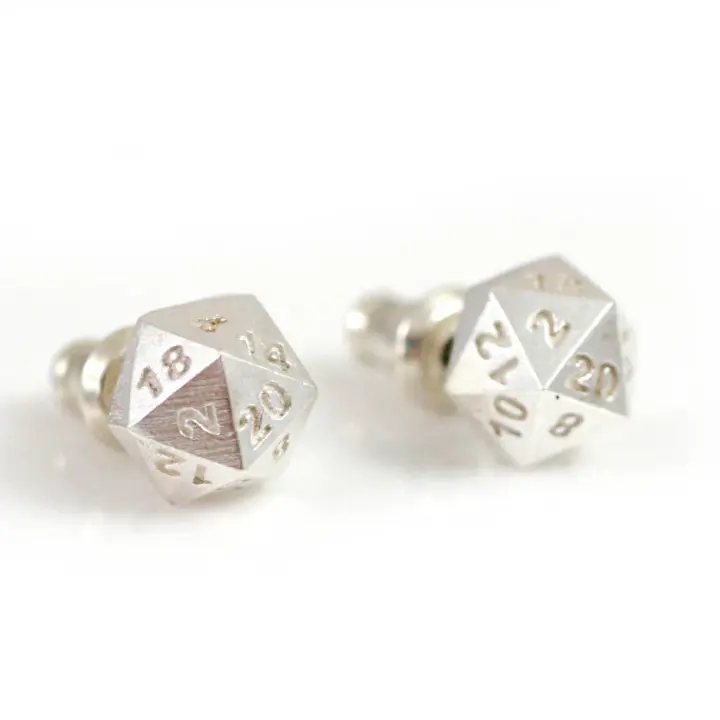 D20 Double Damage Earrings - sterling silver or 14k