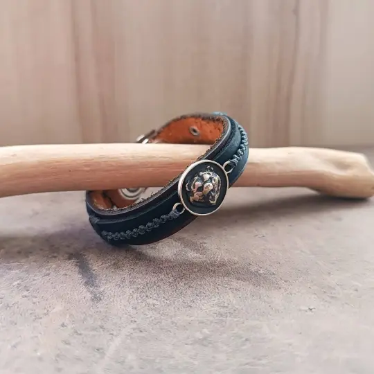 Growling Black Bear Totem Bracelet | Leather Strength & Courage Cuff