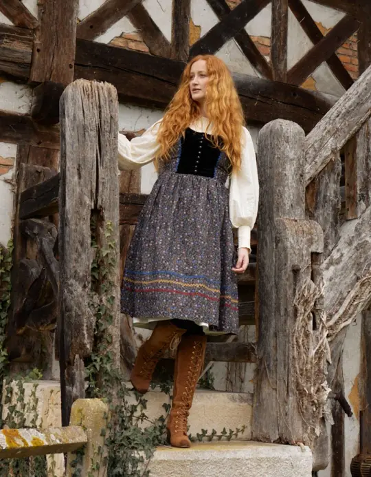 Robe 'Millicent' imprimé fleuri et velours noire