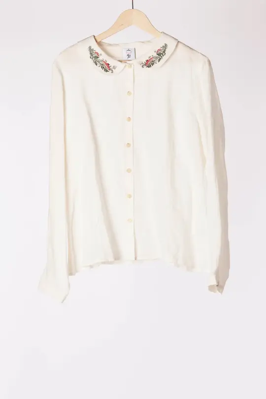 Wildwood Collar Classic Shirt, Long Sleeve, White Magnolia
