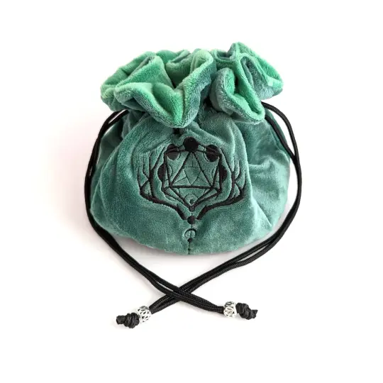 Druid multi-pocket large dice bag in green