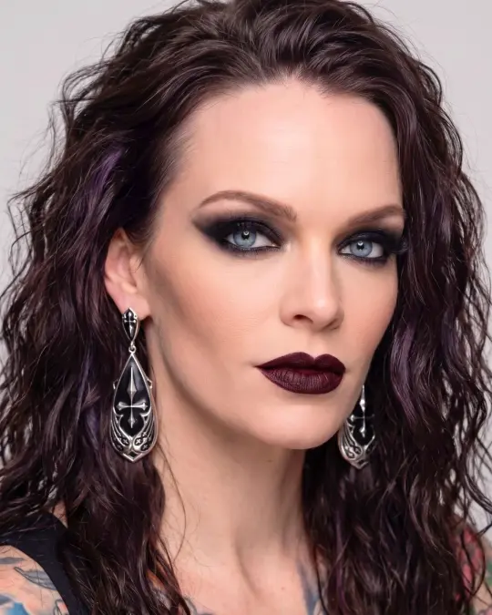 Killstar Drop of Faith Black Silver Goth Cross Dangle Shield Earrings