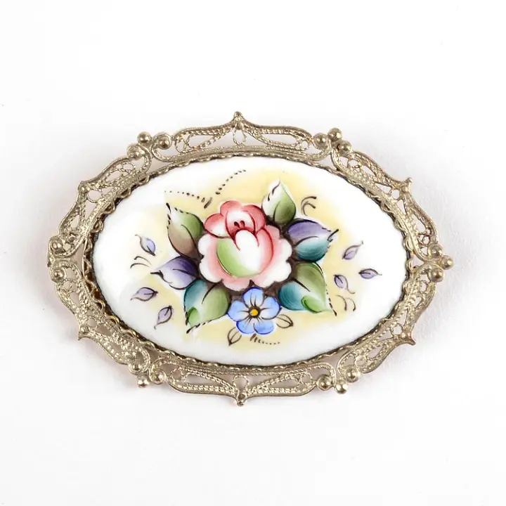 Oval Enamel Brooch