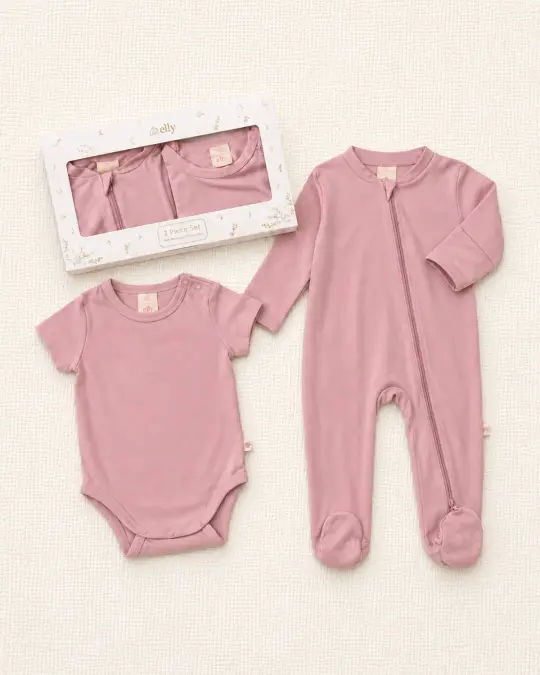 Bamboo 2 Piece Set - Orchid (Onesie & Sleepsuit)