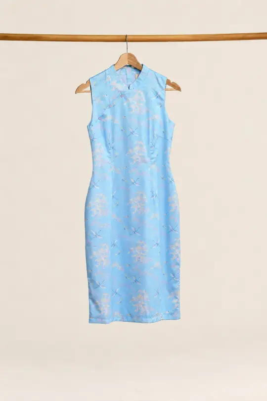 Ladies Mini Peony Cheongsam - Blue Cranes