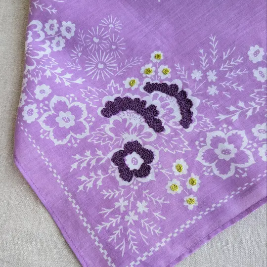 Embroidered Cotton Bandana | Field - Viola