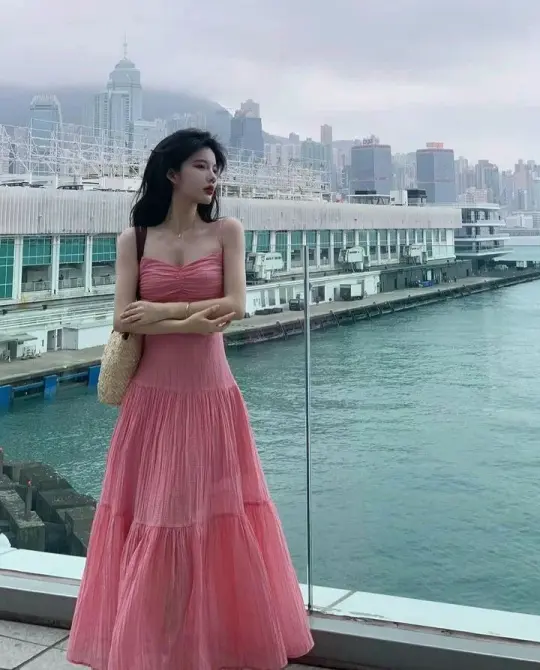 Sweet Flowy Women's Prom Gown Barbie Pink Waist Fitted Maxi Evening Dress Birthday Dress — Fall Outfit 2026 New  RS3275