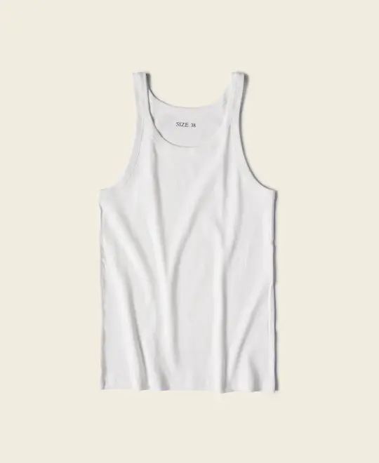 Military Cotton Tank Top - White