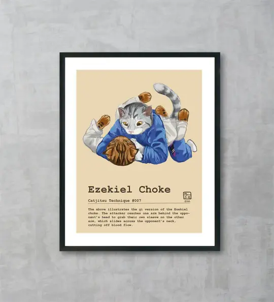 Catjitsu Technique 007 Ezekiel Choke, Fine Art Print