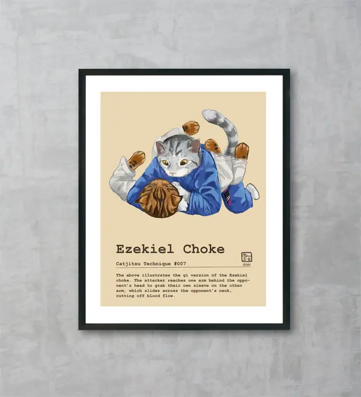 Catjitsu Technique 007 Ezekiel Choke, Fine Art Print
